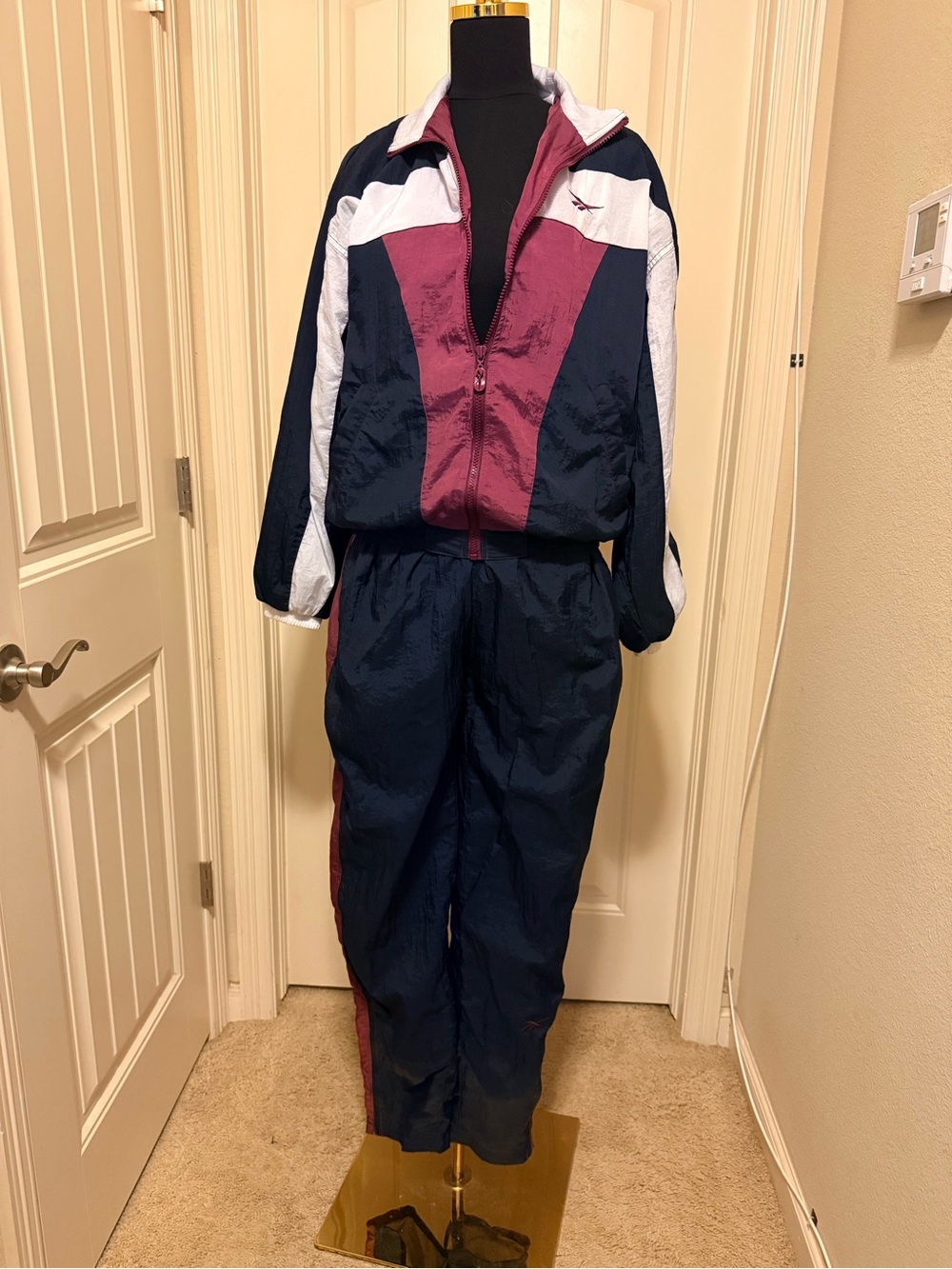 Vintage Reebok Navy, Burgundy & White Colorblock Track Jacket and Joggers